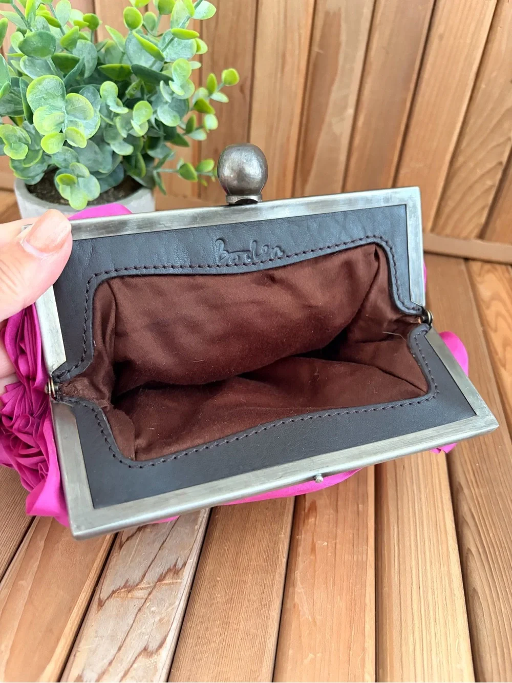 BODEN Rosette Statement Clutch Bag in 3D Textured Fuscia, Evening Piece - Picture 4 of 8